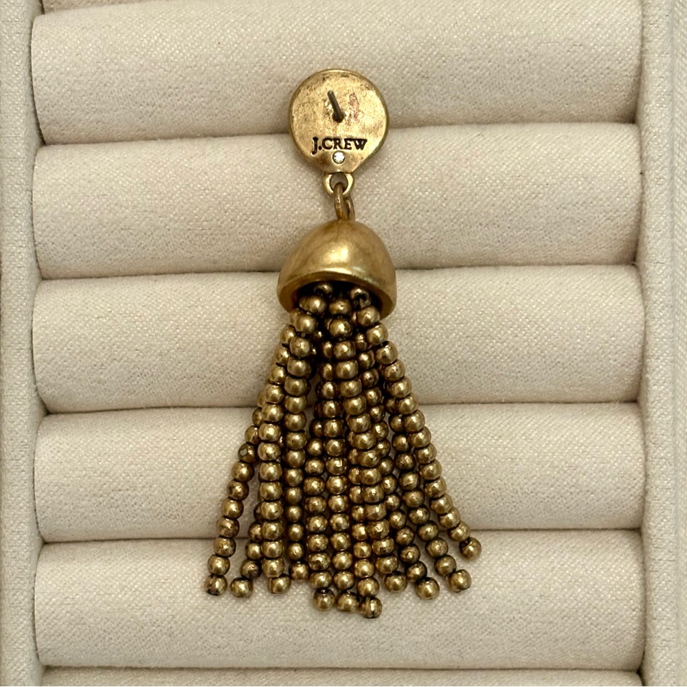 J.Crew | Brass Tassel Drop Earrings | 2” Length - Picture 3 of 3
